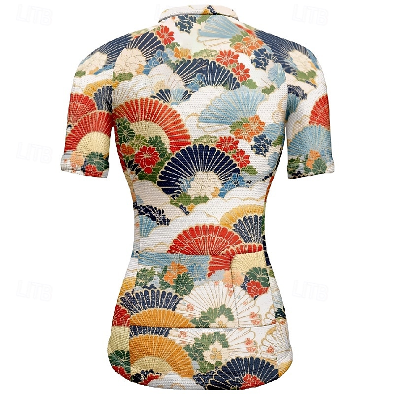 Women's Cycling Jersey Flower Short Sleeve Bike Tee Tshirt Jersey with 3 Rear Pockets Mountain Bike MTB Quick Dry Anatomic Design Wicking Breathable Sports Blue Sky Blue Clothing Apparel4