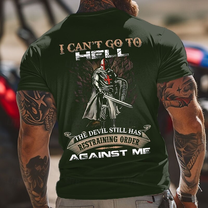 Easter Men's Knights Templar T Shirt Short Sleeve T shirt 3D Print Crew Neck Shirt Designer Casual Party Holiday Black Dark Green Dark Blue Summer Spring Clothing Apparel S M L XL XXL XXXL3