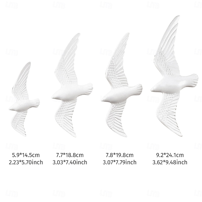4PCS Resin Flying Bird Wall Decor, European Minimalist Handmade Wall Hanging Ornaments for Living Room, Study, Store and Party Decorations2