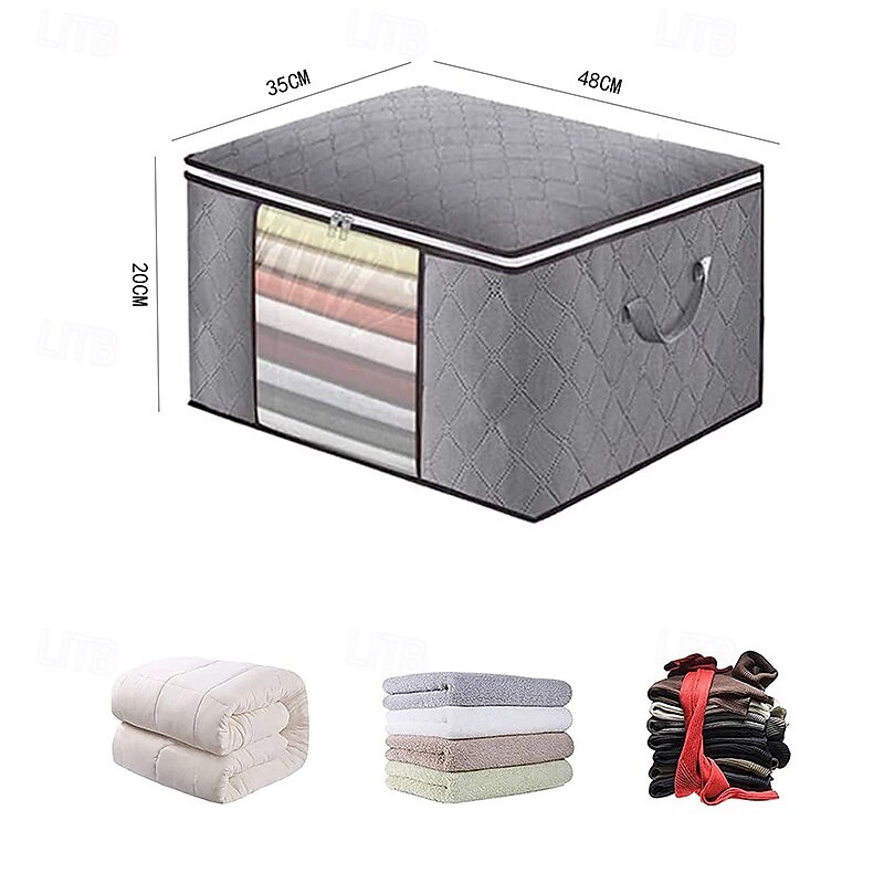 4-Pack Heavy-Duty Storage Bags with Zipper Under Bed Storage Waterproof Moving & Travel Storage Organizers Foldable Reinforced Handles for Clothes, Bedding,Blankets Space-Saving,Vertical Style3