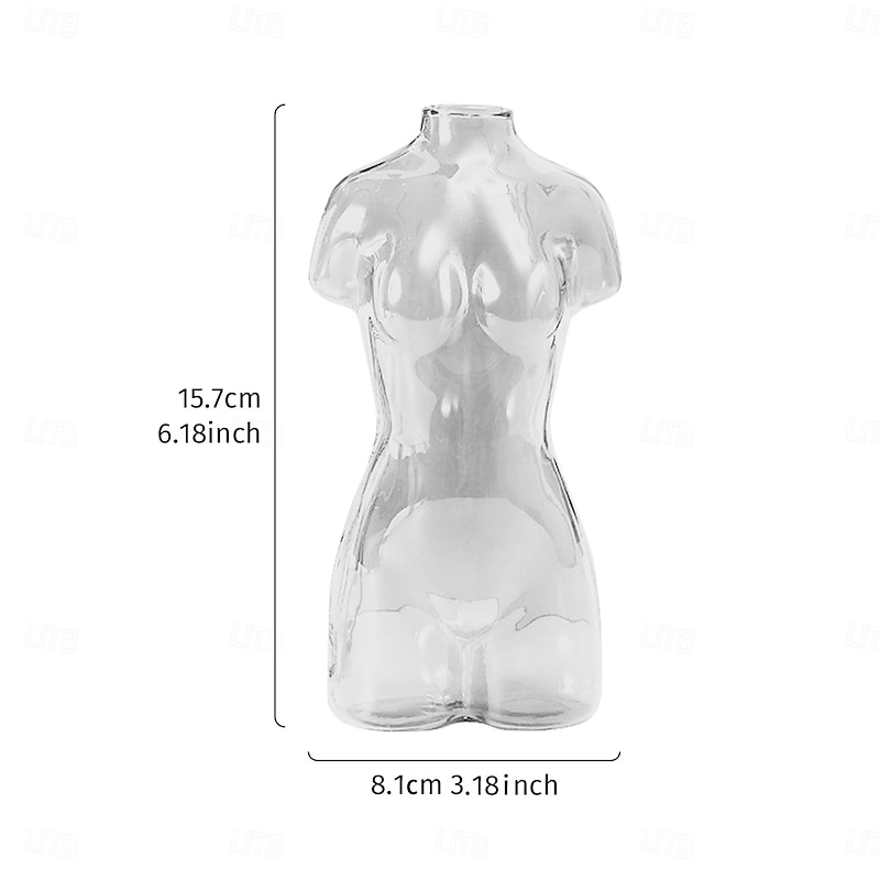 Transparent Female Body Glass Vase – Artistic Human Figure Flower Vase, Unique Hydroponic Planter for Living Room, Home Decor, Entryway & Bookshelf Display2