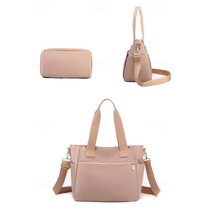 Women's Large Capacity Tote Bag – Waterproof Nylon Handbag with Multiple Pockets, Zipper Closure, and Shoulder Strap for Travel, Work and Daily Use4