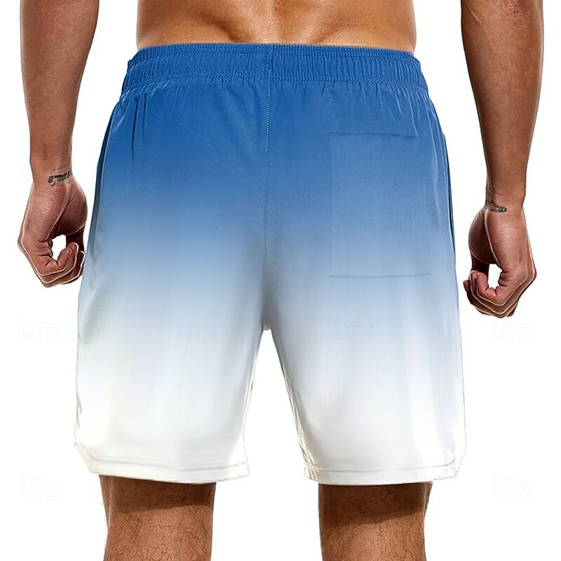 Men's Gradient Color Turtles Lined Shorts 2 in 1 Board Shorts Swim Shorts Mid Waist Hawaiian Vacation Beach Wear Side Pockets With Compression Liner Elastic Drawstring Waist Designer Clothing Apparel2