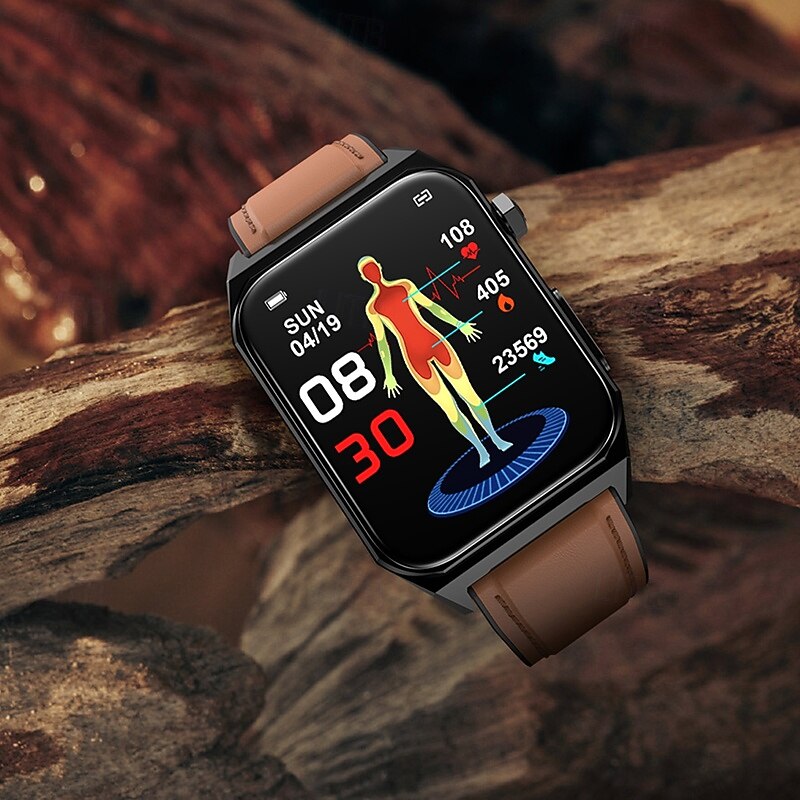 E500 Smart Watch 1.92 inch Smartwatch Fitness Running Watch Bluetooth ECG+PPG Temperature Monitoring Pedometer Compatible with Android iOS Women Men Long Standby Waterproof IP672