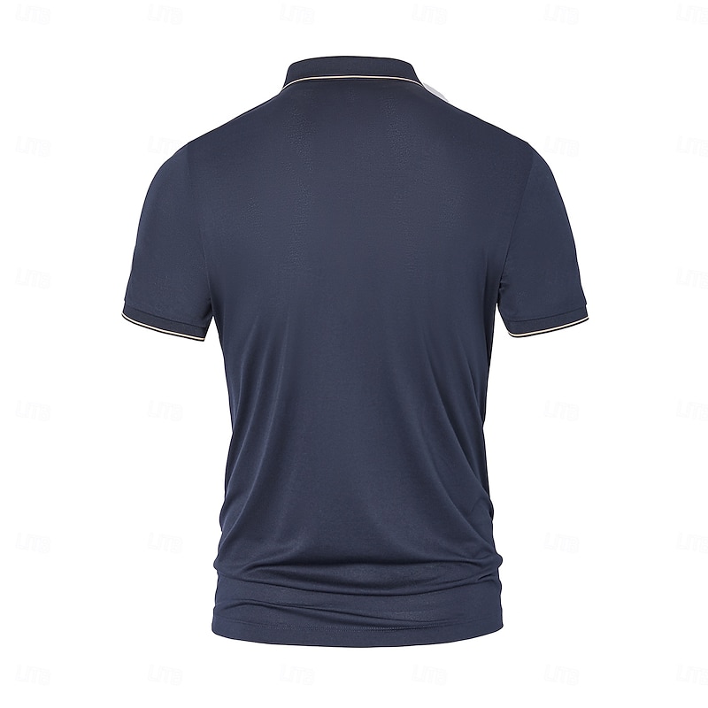Men's Polo Knit Polo Sweater Business Casual Lapel Short Sleeve Formal Color Block Buttons Summer Navy Blue Brown Army Green Dark Gray Polo3