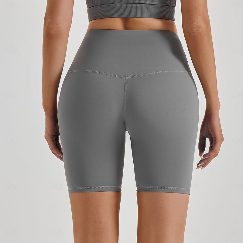 Women's Gym Shorts Yoga Shorts Workout Shorts Butt Lift Tummy Control High Waist Pilates Gym Workout Workout Shorts Solid Color Navy Black Coffee Spandex Sports Activewear Stretchy Slim2