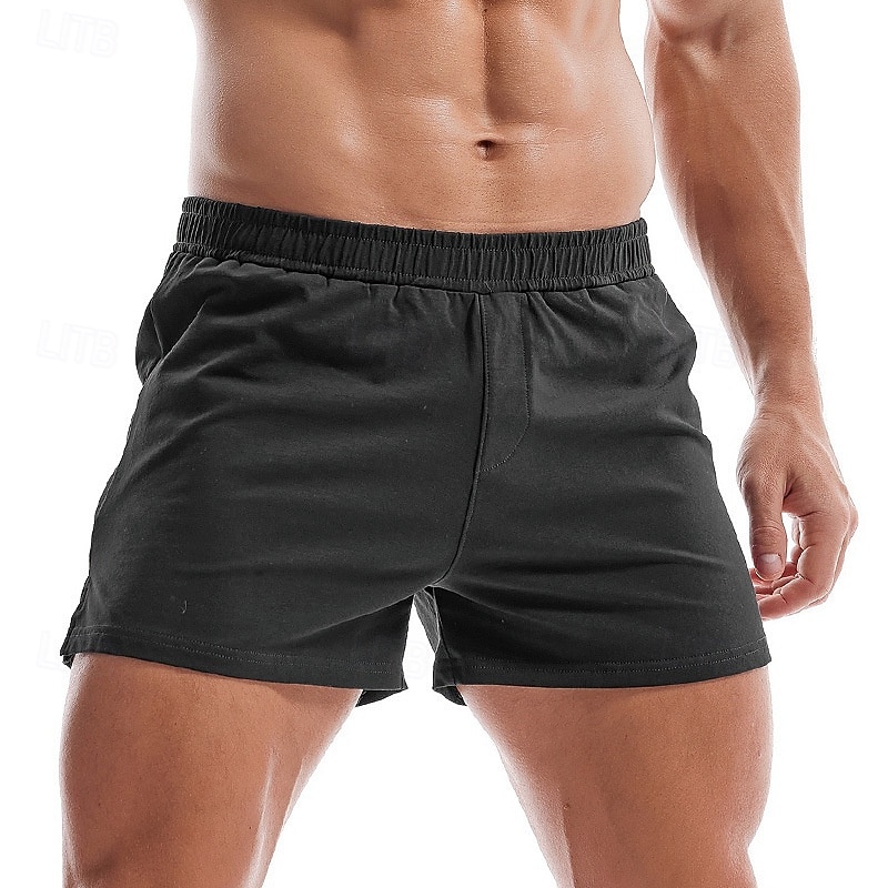 Men's Athletic Shorts Sweat Shorts Shorts Summer Shorts Pocket Elastic Waist Plain Comfort Breathable Short Outdoor Sports Classic Casual Black White4