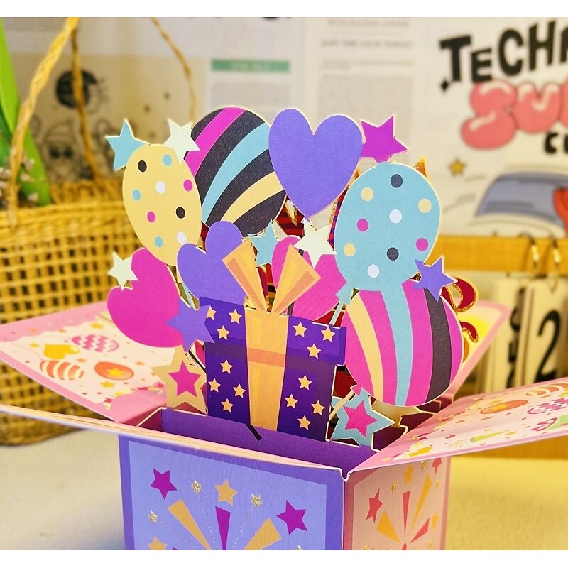 Birthday Party Happy Birthday 3D Multicolor Greeting Card - Perfect for Birthday Wishes4