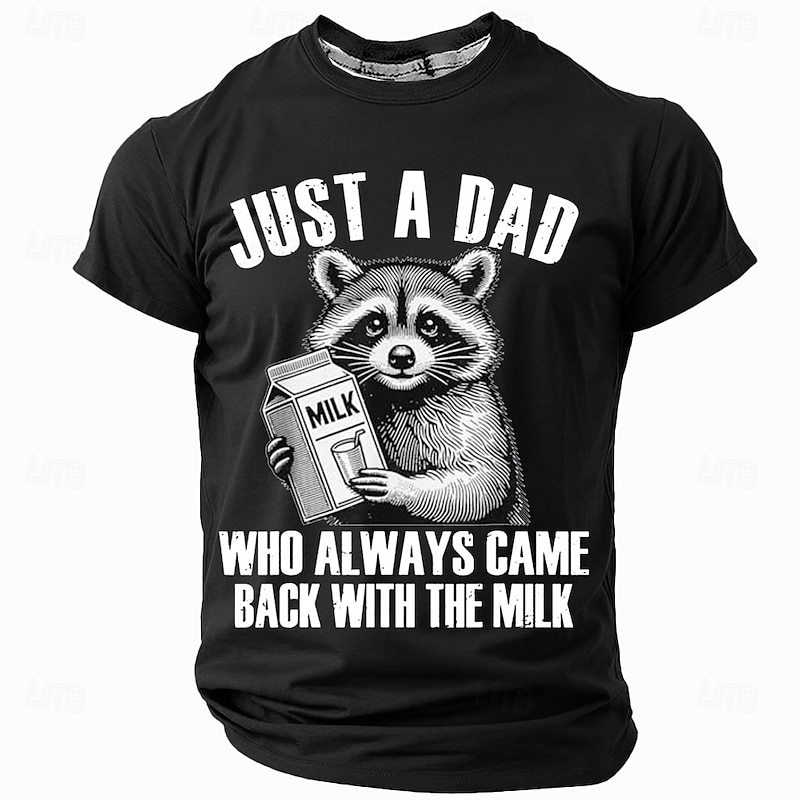 Men's Funny Dad Graphic T-Shirt: 'Just A Dad Who Always Came Back With The Milk' Short Sleeve Father's Day Tee4