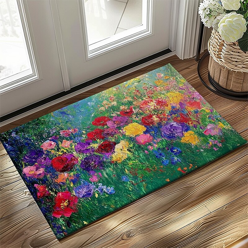 Oil Painting Sunflowers Doormat Kitchen Mat Floor Mat Non-Slip Area Rug Oil Proof Rug Indoor Outdoor Mat Bedroom Decor Bathroom Mat Entrance Rug Spring Summer