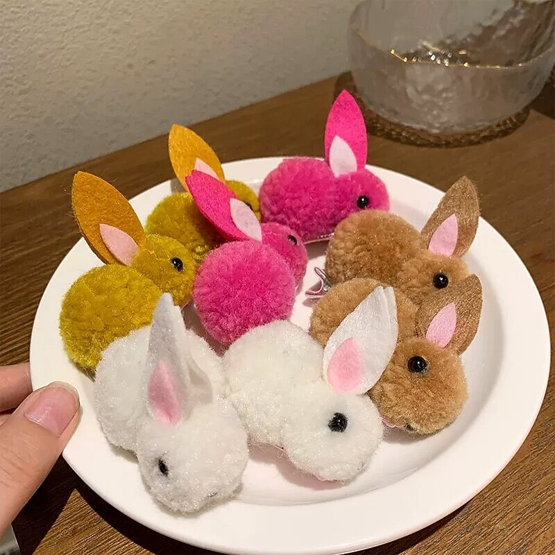 1/3pcs Easter Bunny Hair Clips - Fluffy Plush, Warm 3D Rabbit Design for Women - Perfect for Parties & Casual Wear2