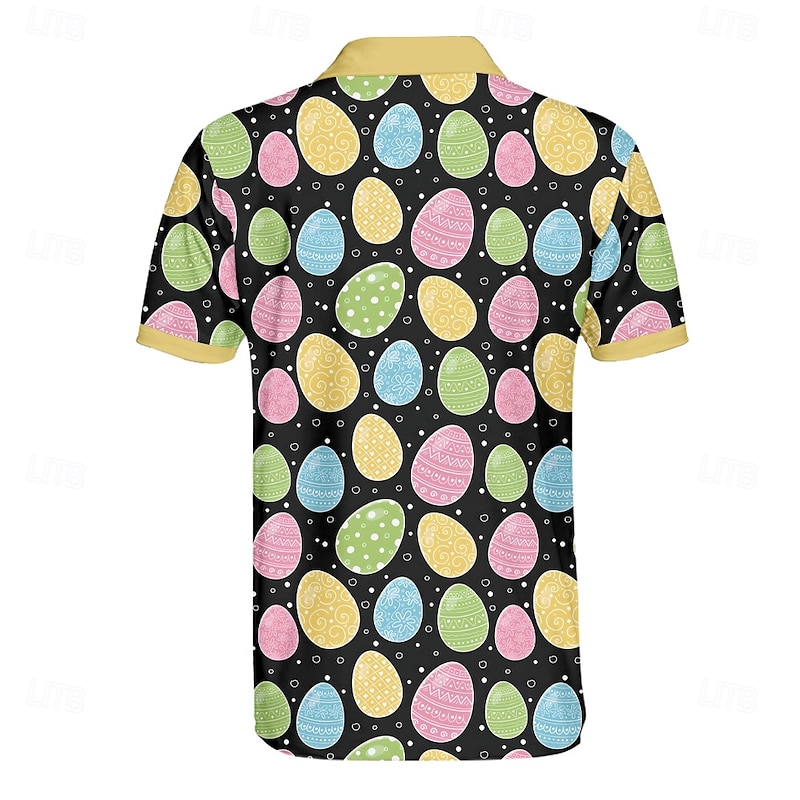 Easter Men's Easter Eggs Polo Short Sleeve Polo Shirts Collared Shirts Casual Outdoor Daily Wear Festival Outfit 3D Print Summer Spring Fall Yellow2