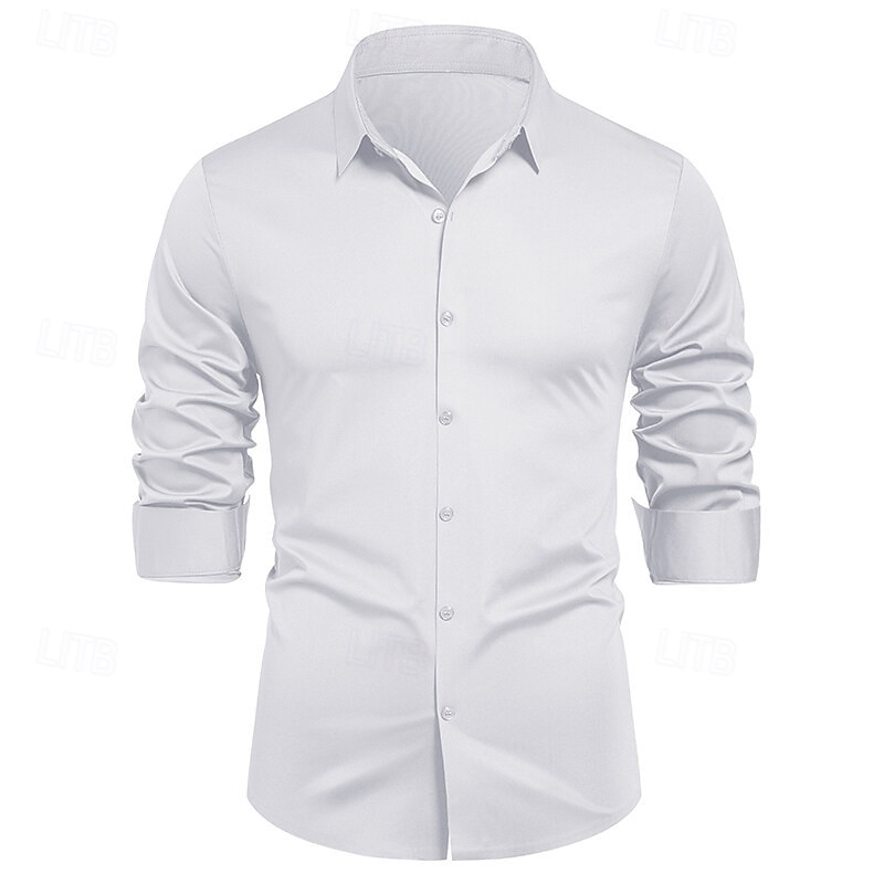 Men's Shirt Dress Shirt Button Up Shirt Solid / Plain Color Wedding Daily Light Blue Black White Royal Blue Short Sleeve Lapel Spring &  Fall Clothing Apparel Patchwork3
