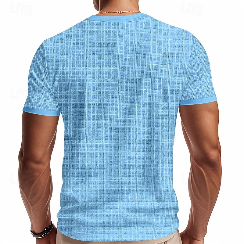 Men's Button T Shirt T Shirt Henley Shirt Tee Short Sleeve Henley Summer Solid / Plain Color Fashion Designer Fashion Vacation Street Going out Navy Black White Top Tee for Men2