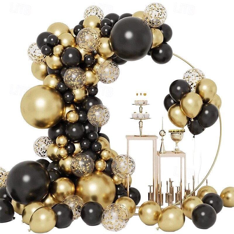 Black Gold Balloon Garland Kit, Graduation Party Decorations, Black, Gold & White Balloon Arch for Weddings, Birthdays & Celebrations3