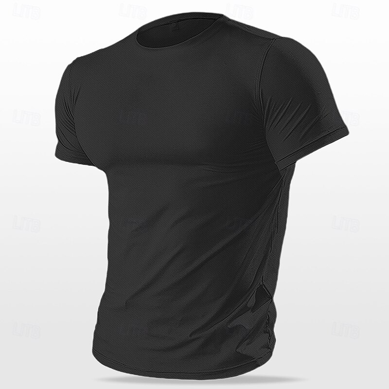 Men's Tee Short Sleeve Shirt Tee Top Short Sleeve Crewneck Spring &  Fall Solid / Plain Color Fashion Designer Quick Dry Vacation Street Going out Black White Light Green Top Tee for Men4