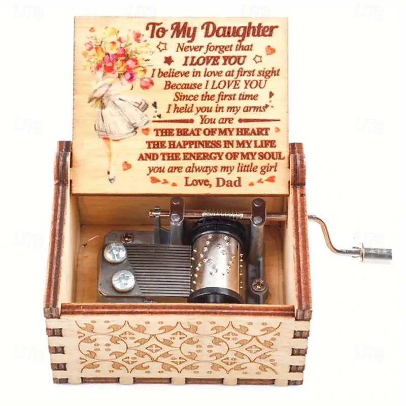 Wooden Laser Engraved 1PC Musical Box - Colorful Music Box Play You Are My Sunshine - Mom To Daughter Gifts for Birthday/Mother's Day/Thanksgiving