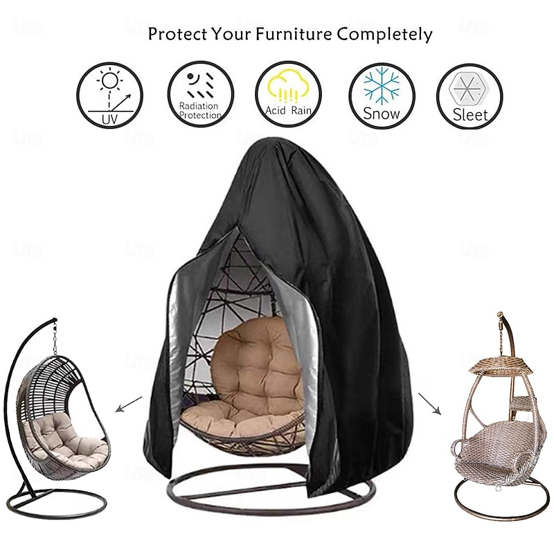 Patio Hanging Chair Cover - Egg Swing Cocoon Chair Cover with Zipper, Outdoor Waterproof Windproof Durable Heavy Duty Garden Furniture Protector2
