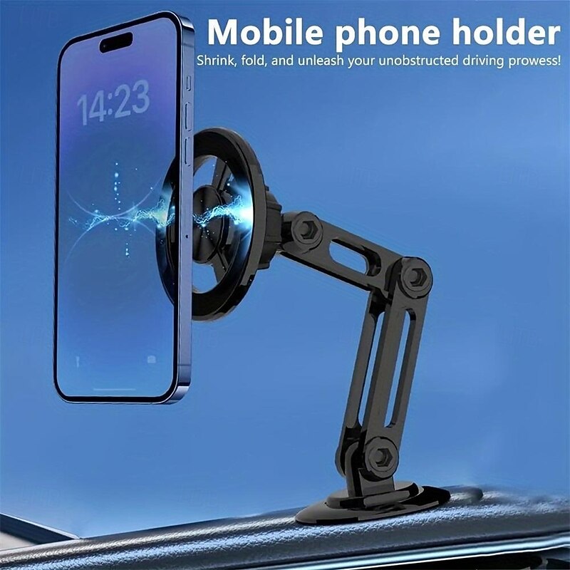 Aluminum Alloy Magnetic Car Mobile Phone Holder Universal Anti-shake Telescopic Folding Mobile Phone Holder Nano Strong Adhesive 360 Rotatable Adjustable Navigation Holder3