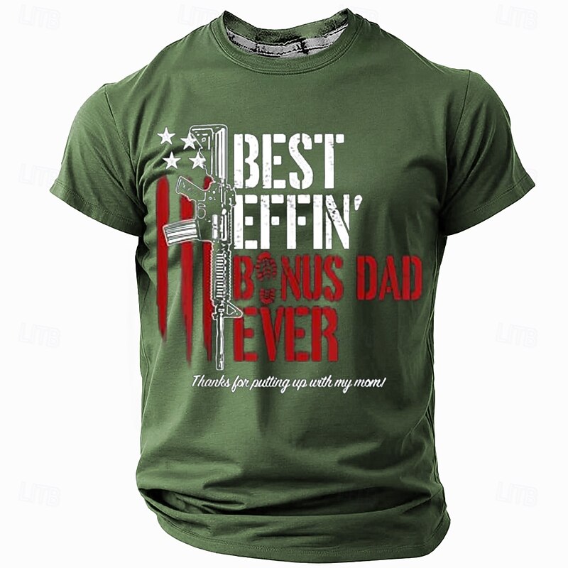 Mens Best Effin' Bonus Dad Ever Graphic T-Shirt - Funny Stepped Up Dad Gift Tee for Father's Day & Family Humor2