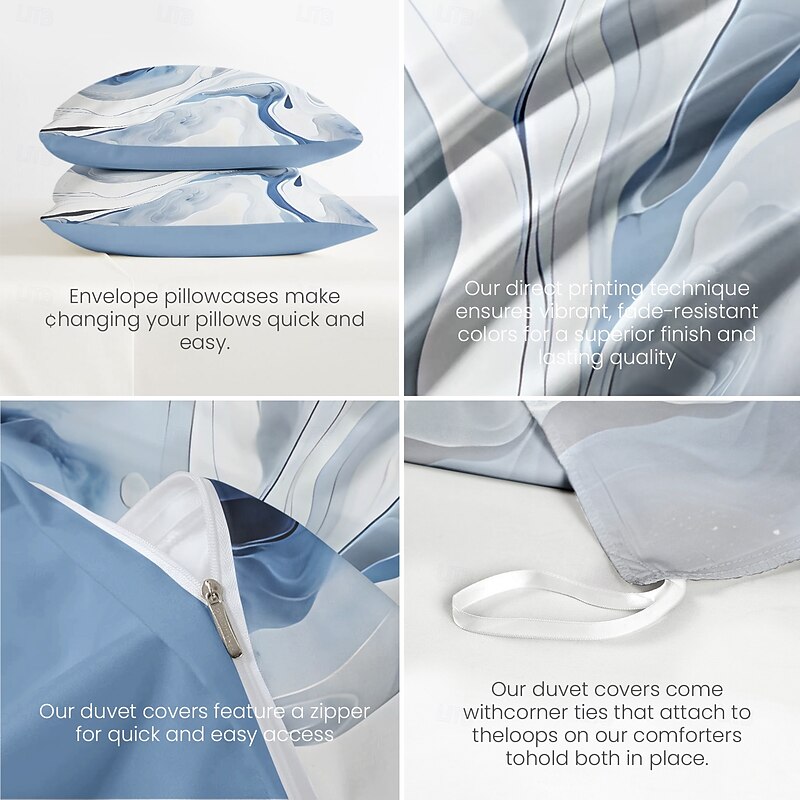 Marble Print Duvet Cover Full Size Bedding Set Bed Sets Quilt Cover Soft Lightweight Comforter Cover with 2 Pillowcases for Summer Spring4