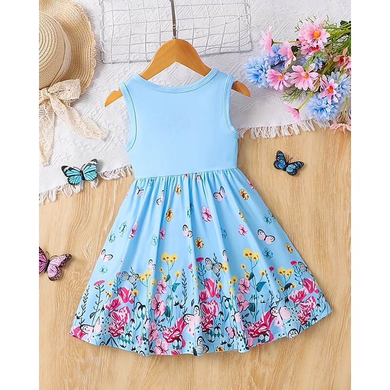 Easter Girls' 3D Graphic Butterfly Dress Sleeveless Summer Spring Vacation Daily Holiday Princess Beautiful Sweet Kids 4-12 Years Casual Dress A Line Dress Knee-length Regular Fit2