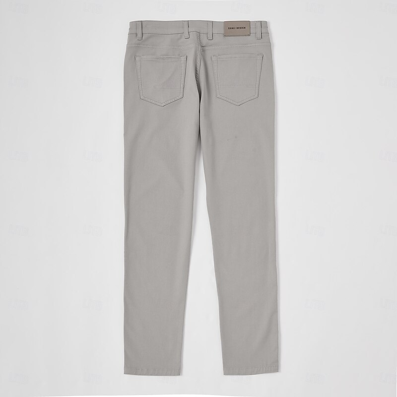 Men's Cotton Silk Chinos Multi Pocket Solid Color Breathable Wearable Full Length Wedding Outdoor Party Vacation Vintage Light Khaki Light Grey Micro-elasticMicro-elastic4
