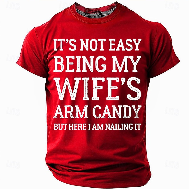 Men's Funny Graphic T-Shirt - "Wife's Arm Candy" Husband Humor Short Sleeve Tee4