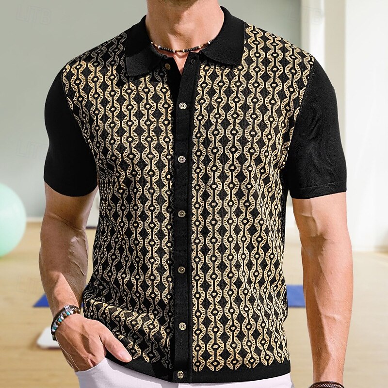 Retro Vintage 1970s Sweater Shirt Cardigan Hippie Crochet Button Down Fancy Dress Men's Masquerade Vacation Dailywear Pride Parade Adults' Top Spring & Summer3