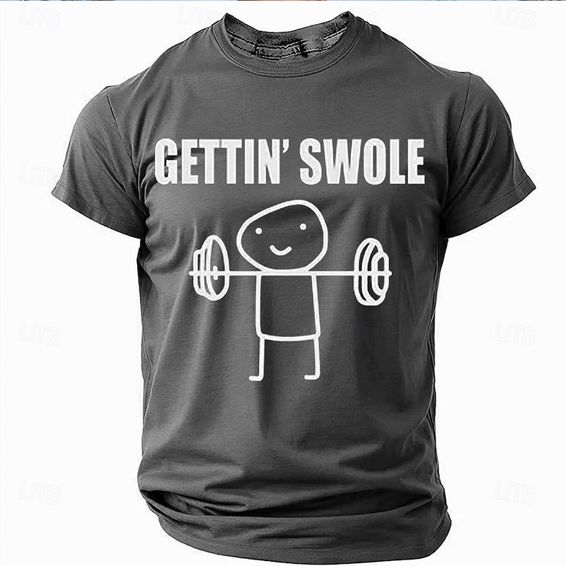 Mens Gettin' Swole Gym Workout Fitness Graphic T-Shirt2