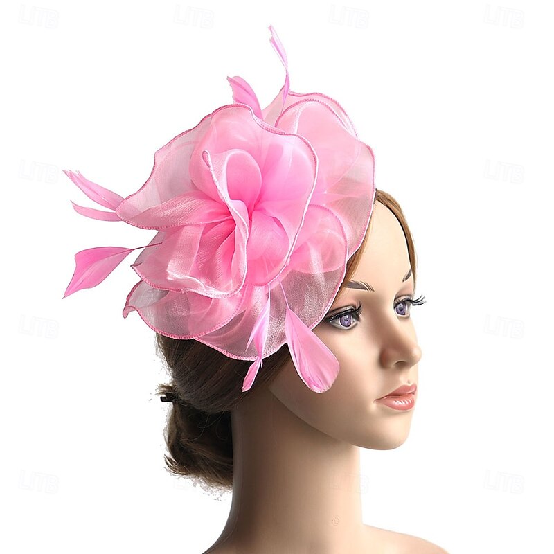 Fascinators Polyester Fedora Hat Floppy Hat Veil Hat Holiday Tea Party Kentucky Derby Horse Race Cocktail Elegant Vintage Cute With Feather Pure Color Headpiece Headwear