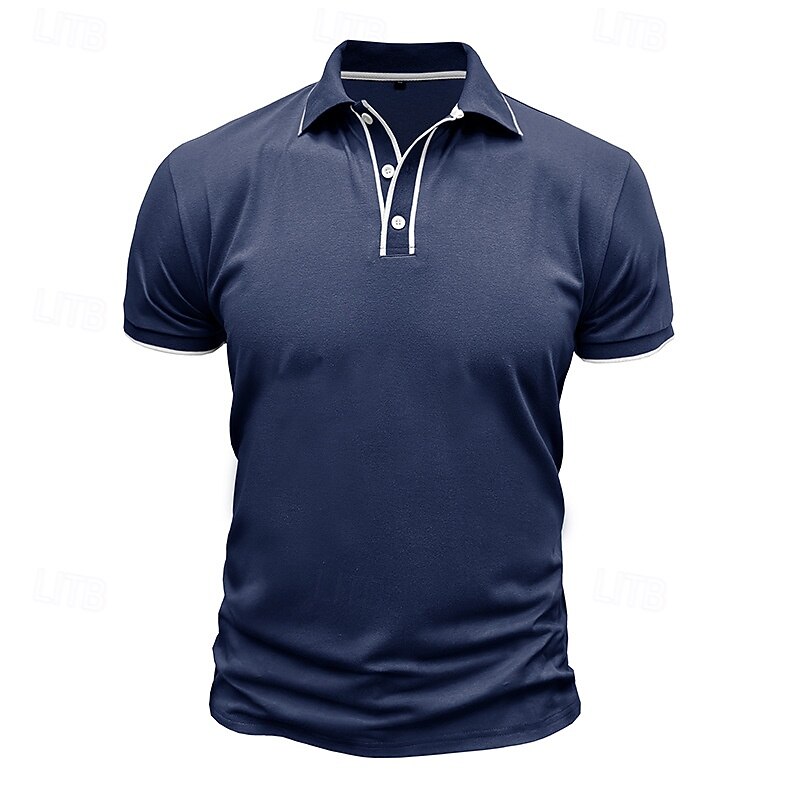 Men's Golf Shirt Golf Polos Shirts Work Casual Lapel Short Sleeve Basic Modern Color Block Patchwork Buttons Spring & Summer Regular Fit Dark Brown Black White Burgundy Navy Blue Army Green Golf Shirt2