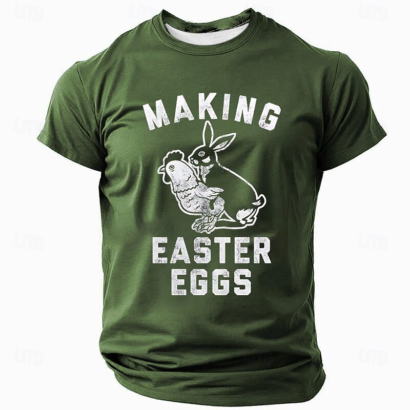 Easter Men's Chick Easter Eggs T Shirt Short Sleeve T shirt 3D Print Crew Neck Shirt Designer Casual Party Holiday Black Blue Green Summer Spring Clothing Apparel S M L XL XXL XXXL3