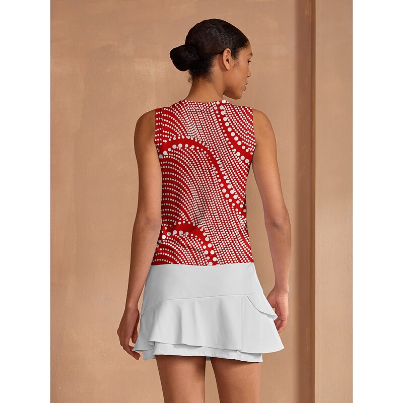 Women's Tennis Shirt Red Sleeveless Top Ladies Golf Attire Clothes Outfits Wear Apparel2