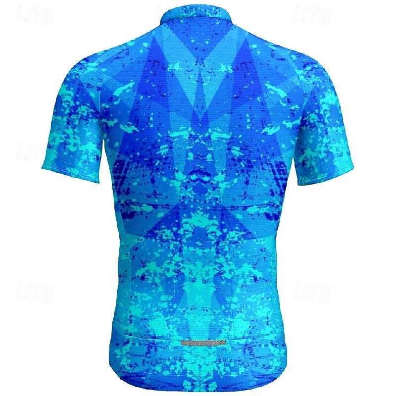 Men's Cycling Jersey Geometric Letter & Number Short Sleeve Bike Tee Tshirt Jersey with 3 Rear Pockets Mountain Bike MTB Quick Dry Anatomic Design Wicking Breathable Sports Dark Purple Blue Sky Blue2