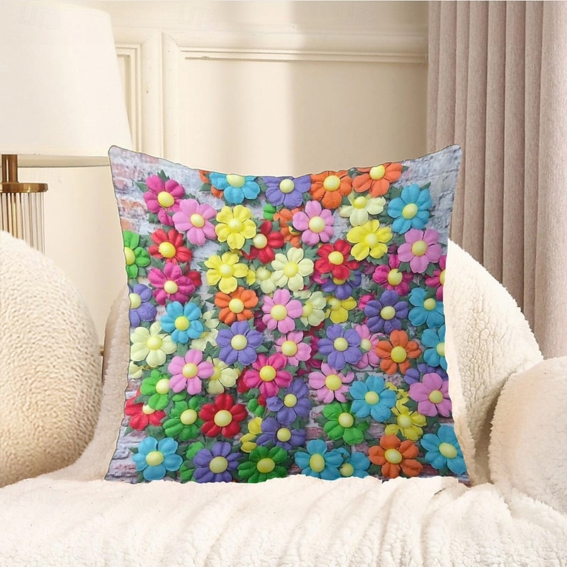 Flowers Decorative Toss Pillows Cover 1PC Spring Summer Soft Square Couch Cushion Case Pillowcase for Bedroom Livingroom Sofa Chair