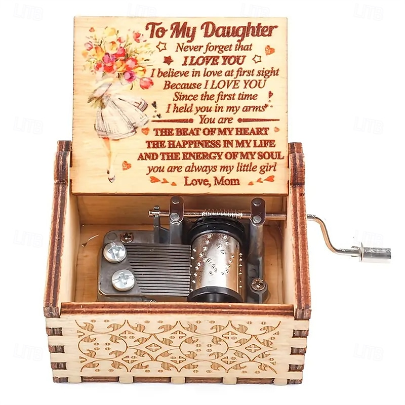 Wooden Laser Engraved 1PC Musical Box - Colorful Music Box Play You Are My Sunshine - Mom To Daughter Gifts for Birthday/Mother's Day/Thanksgiving4