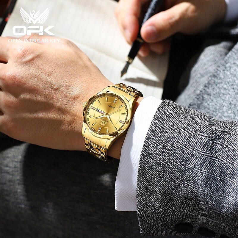 OPK Luxury Brand Watch Stainless Steel Business Double Calendar Waterproof Men's Watch Multi functional Night Light Watch4