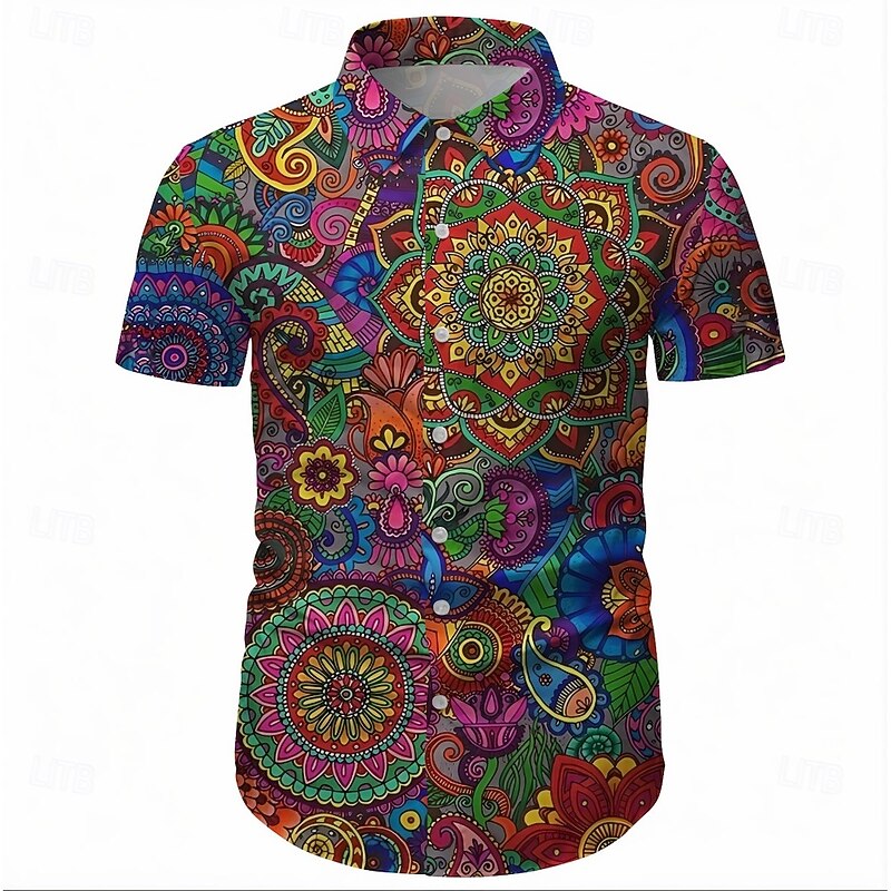 Retro Vintage 1970s Shirt Aloha Shirt Hippie Disco Paisley Ethnic Fancy Dress Men's Masquerade Vacation Party Pride Parade Adults' Shirt4