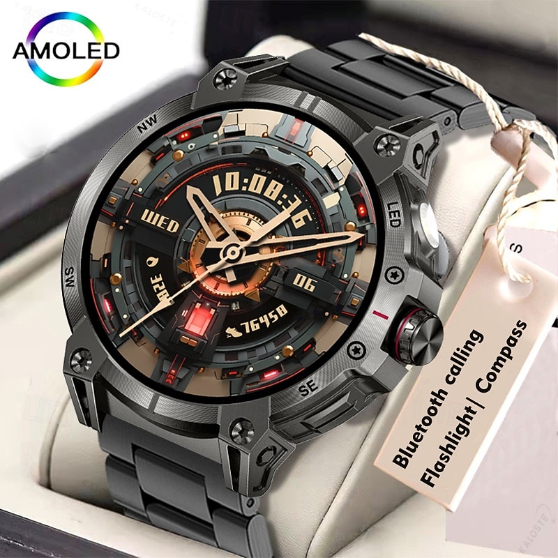 2025 New 1.85-inch HD Screen 760mAh Large Battery LED Flashlight Bluetooth Call Sport Mode All-weather Health Monitoring Smart Watch