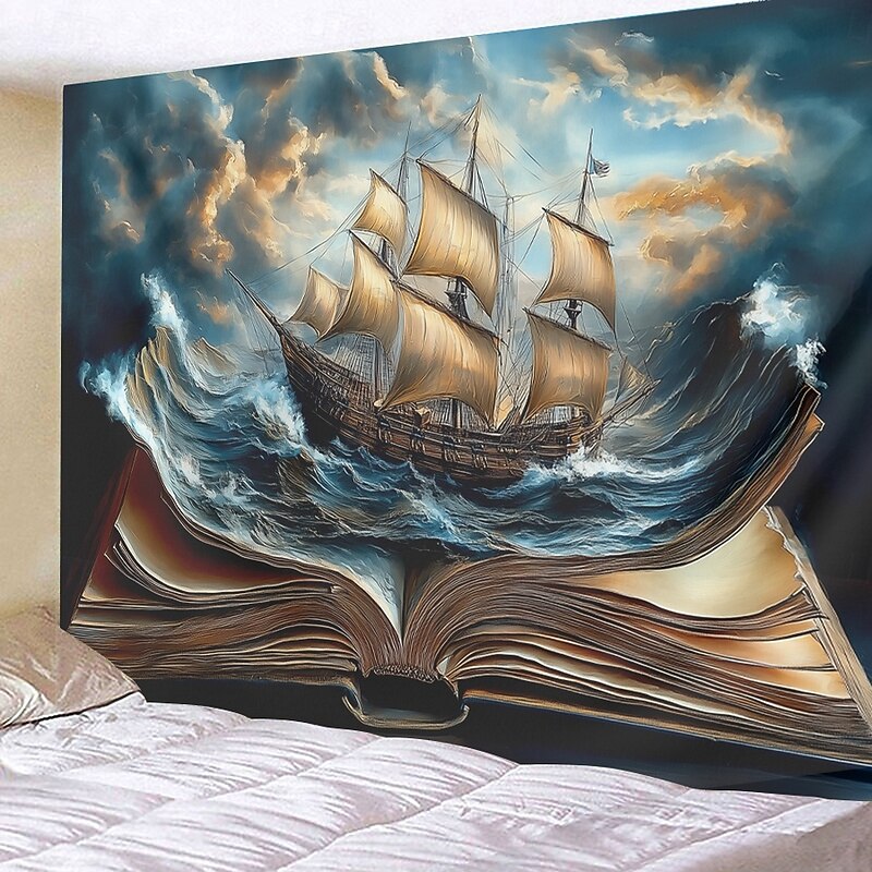 Magic Book Pirate Hanging Tapestry Wall Art Large Tapestry Mural Decor Photograph Backdrop Blanket Curtain Home Bedroom Living Room Decoration3