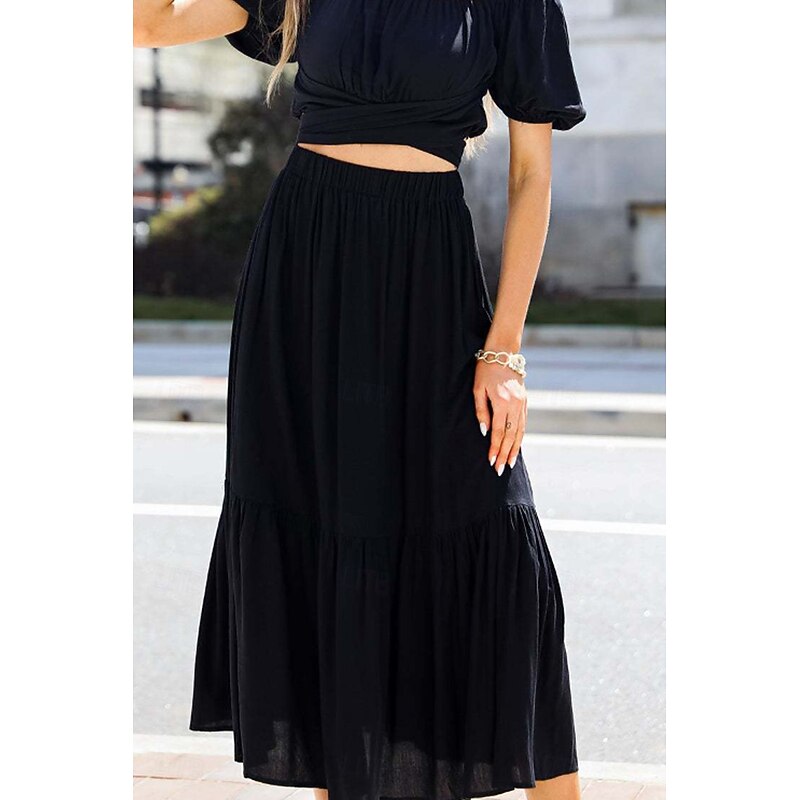 Women's Black Dress Cocktail Dress Formal Dress Fashion Vacation Street Going out Regular Fit Plain Black White Summer2