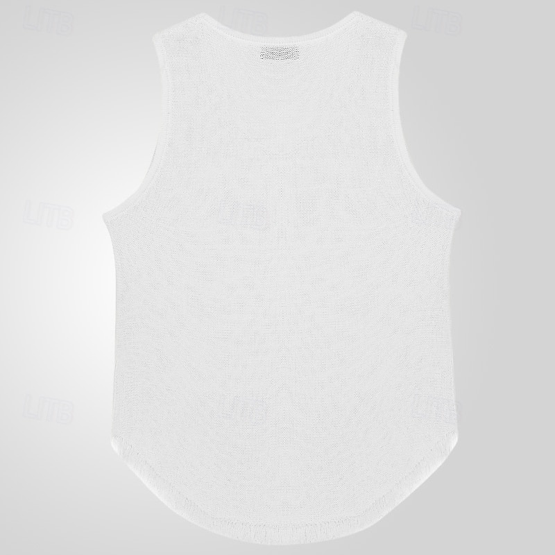 Men's Tank Top Undershirt Sleeveless Shirt Sleeveless Crew Neck Summer Solid Color Fashion Designer Muscle Knitted Outdoor Going out Gym White Top Tee for Men2