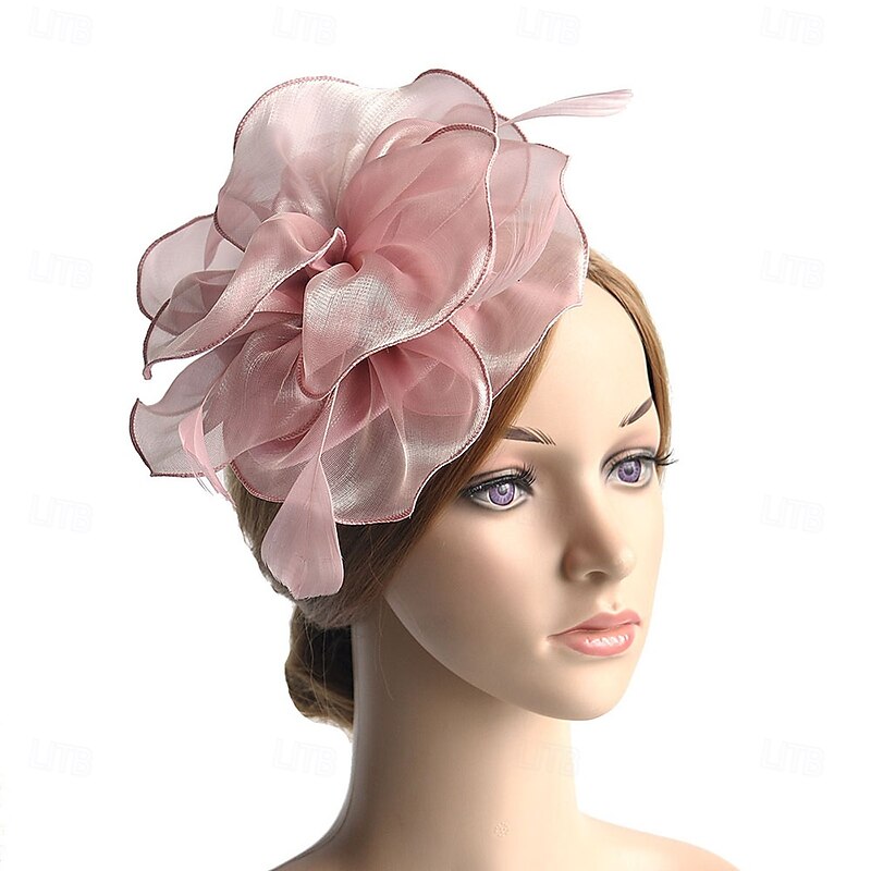 Fascinators Polyester Fedora Hat Floppy Hat Veil Hat Holiday Tea Party Kentucky Derby Horse Race Cocktail Elegant Vintage Cute With Feather Pure Color Headpiece Headwear3