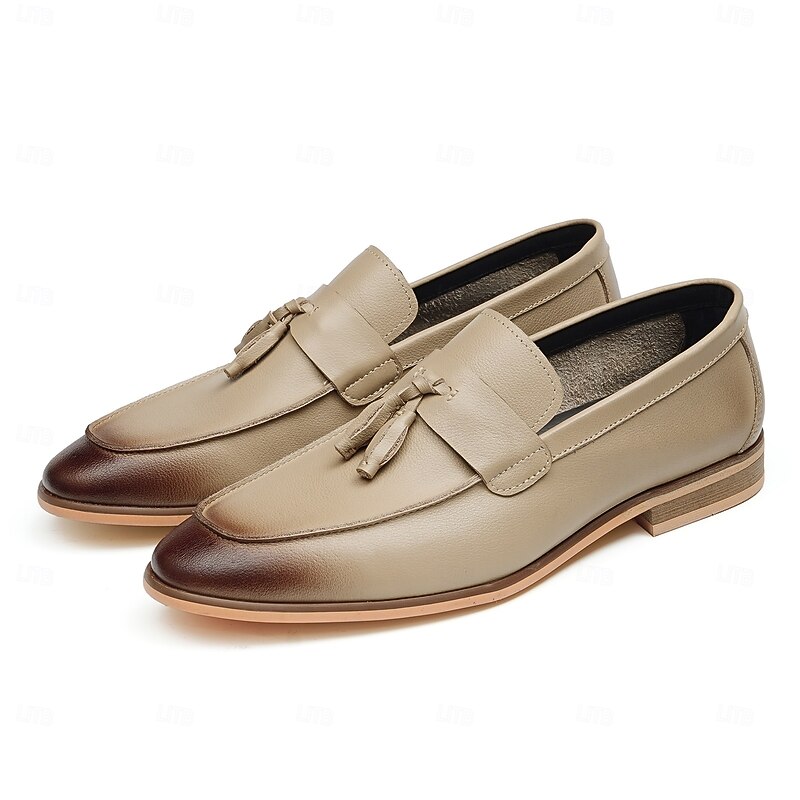 Men's Genuine Leather Tassel Loafers - Elegant Slip-On Dress Shoes for Kentucky Derby, Weddings & Business Attire2