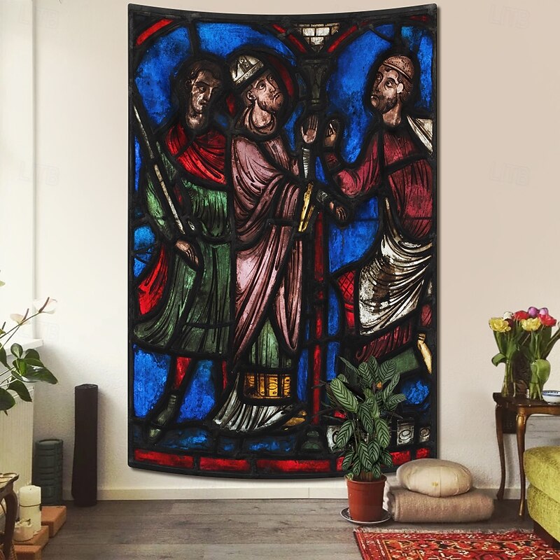 Medieval Tapestry Middle Age Tapestry Gothic Art Wall Art Large Tapestry Mural Decor Photograph Backdrop Blanket Curtain Home Bedroom Living Room Decoration Martyrdom of Saint Lawrence4