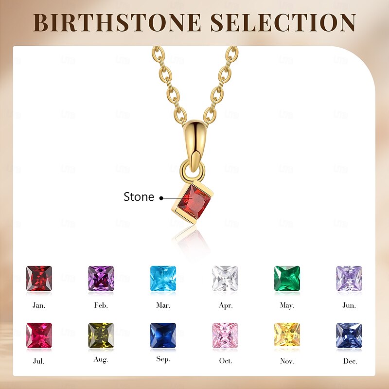 Personalized Birthstone Necklace Custom Best Gift for Mom Jewelry for Wife, Girlfriend, or Mom with Natural Gemstone Pendant