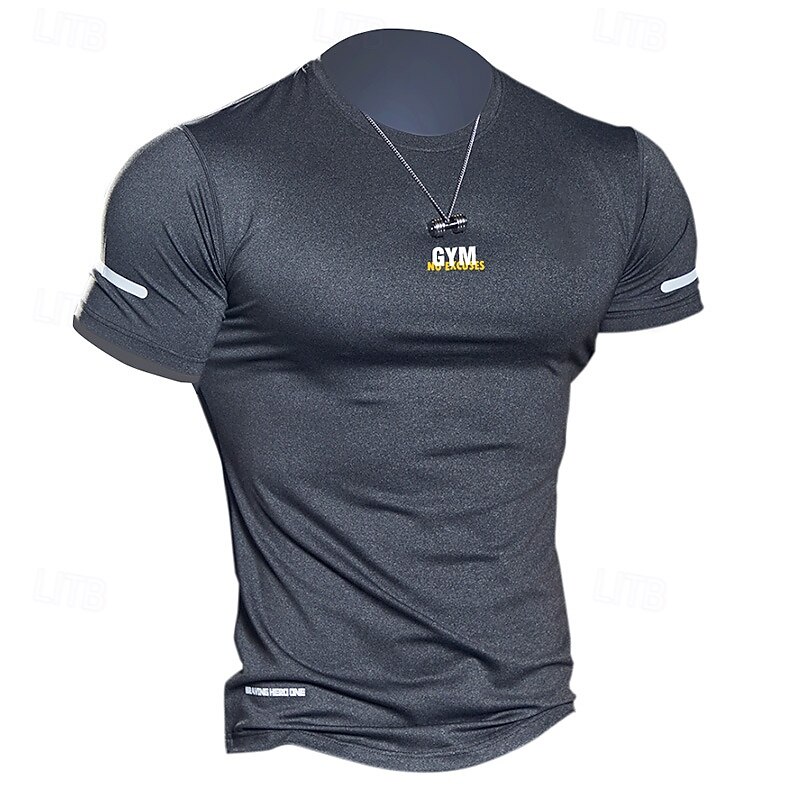 Men's Gym Shirt Compression Shirt Fitness Shirt Crew Neck Short Sleeves Casual Daily Gym Quick dry High Stretch Sweat wicking Patchwork Plain Light Green Royal Blue non-printing Activewear Polyester3