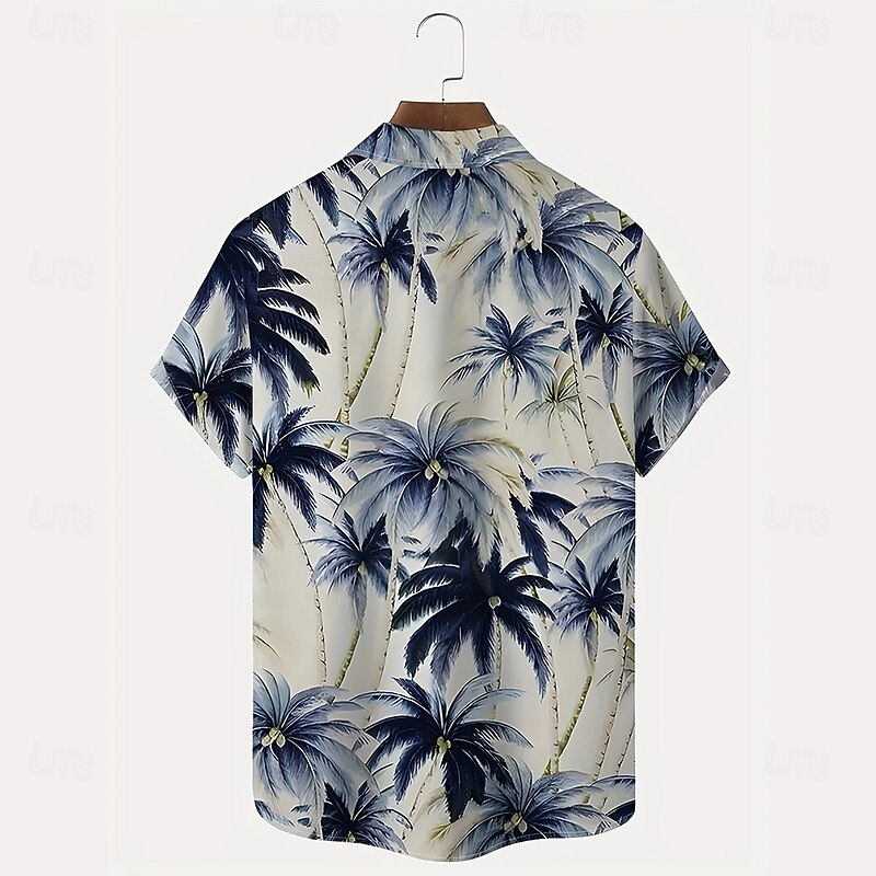Men's Coconut Tree Tropical Plants Casual Shirt Summer Hawaiian Shirt Button Up Shirt Short Sleeve Hawaiian Resort Vacation Holiday Beach Wear Summer Spring Turndown 3D Print Collared Shirts Beige2