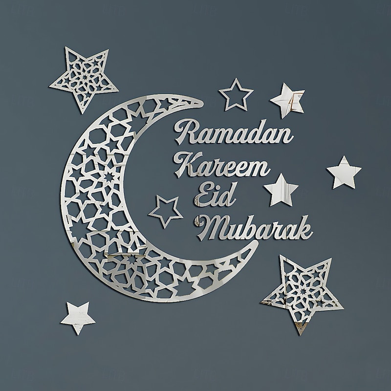 Ramadan Moon Mirror Wall Stickers – Eid Festival Mirror Decals, Freely Combinable Wall Decor for Festive Atmosphere3